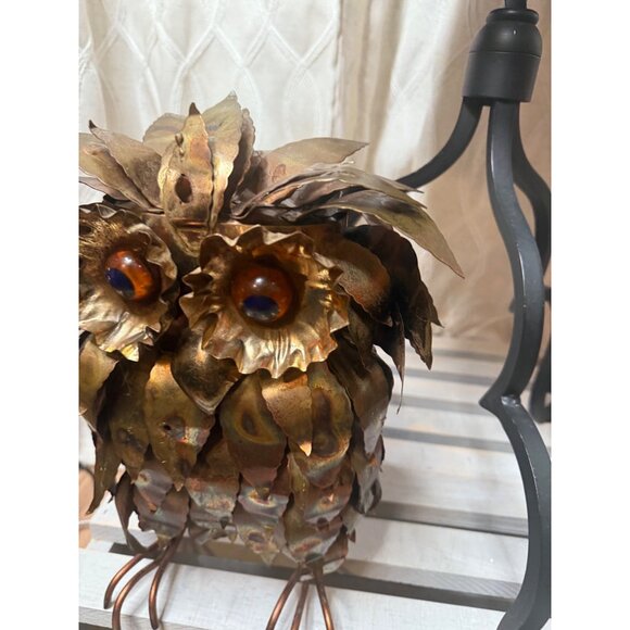 Midcentury Whimsical Torch Cut Metal Brutalist Owl Sculpture  Rustic Art Retro - Picture 7 of 16